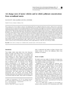 Journal of Exposure Science and Environmental Epidemiology (2007), 1–14 r 2007 Nature Publishing Group All rights reserved[removed]/$30.00 www.nature.com/jes  Air change rates of motor vehicles and in-vehicle pollu