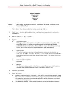 New Hampshire Rail Transit Authority  Meeting Summary May 18, [removed]:00 am Concord NH