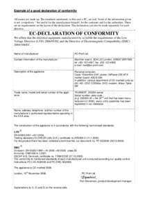 Microsoft Word - Example of LVD and EMC Declaration of Conformity.rtf