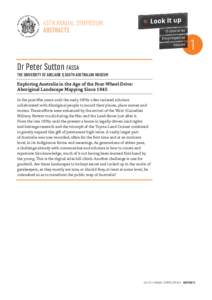 45TH ANNUAL SYMPOSIUM ABSTRACTS Dr Peter Sutton fassa THE UNIVERSITY OF ADELAIDE & SOUTH AUSTRALIAN MUSEUM Exploring Australia in the Age of the Four-Wheel-Drive: