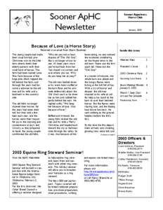 Sooner ApHC Newsletter Sooner Appaloosa Horse Club