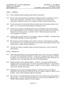 UNIVERSITY OF ALASKA FAIRBANKS DESIGN STANDARDS SEPTEMBER 2014 DIVISION 22 - PLUMBING SECTION[removed]