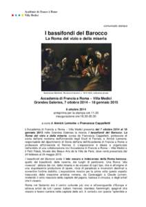 comunicato stampa  I bassifondi del Barocco La Roma del vizio e della miseria  Bartolomeo Manfredi, Riunione di bevitori, c, collezione privata