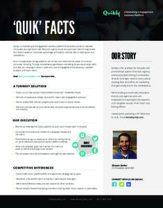 ‘QUIK’ FACTS Quikly is a marketing and engagement solutions platform that allows brands to motivate consumers at a significant rate. We build urgency to act and purchase intent through these four factors based on con