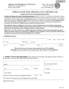 Print Form  ARIZONA STATE BOARD OF ACCOUNTANCY 100 North 15th Avenue, Suite 165 Phoenix, Arizona 85007