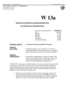 STATE OF CALIFORNIA -- THE RESOURCES AGENCY  ARNOLD SCHWARZENEGGER, Governor CALIFORNIA COASTAL COMMISSION 45 FREMONT STREET, SUITE 2000