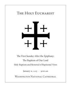 The Holy Eucharist  The First Sunday After the Epiphany: The Baptism of Our Lord Holy Baptism and Renewal of Baptismal Vows January 11, 2015