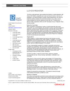 Customer Case Study  LLOYD’S REGISTER Lloyd’s Register Group Services Limited