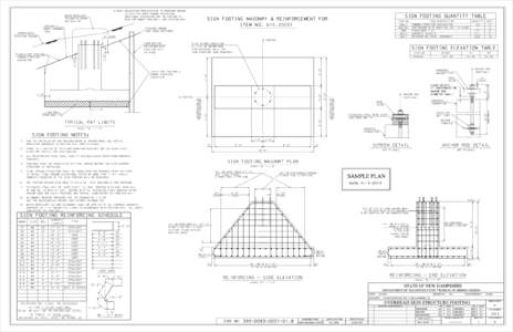 * NOTE: EXCAVATION FROM EXISTING TO PROPOSED GROUND IS PAID FOR UNDER COMMON EXCAVATION. WATER REPELLENT SIGN FOOTING QUANTITY TABLE