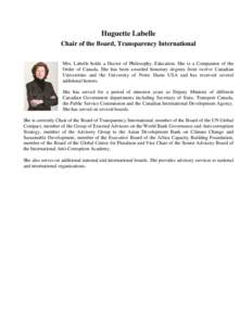 Ontario / Global Centre for Pluralism / Provinces and territories of Canada / Place of birth missing / Huguette Labelle / International economics / World Bank Group
