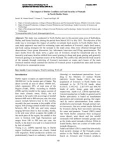 Journal of Science and Technology Vol. 13 Agricultural and Veterinary Sciences (JAVS No. 2) DecemberThe Impact of Darfur Conflicts on Food Security of Nomads