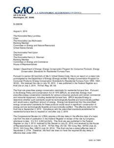 GAO-14-798R, Department of Energy: Energy Conservation Program for Consumer Products: Energy Conservation Standards for Residential Furnace Fans