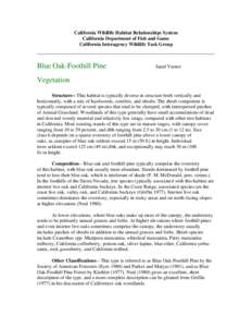 California Wildlife Habitat Relationships System California Department of Fish and Game California Interagency Wildlife Task Group Blue Oak-Foothill Pine