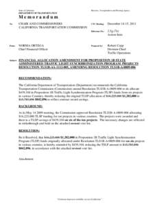 State of California DEPARTMENT OF TRANSPORTATION Business, Transportation and Housing Agency  Memorandum
