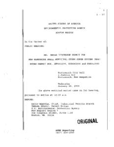 RE: NPDES Discharge Permit for New Hampshire Small Municipal Storm Sewer System (MS4) NPDES Permit NOS. NHR041000,  NHR042000 and  NHR043000