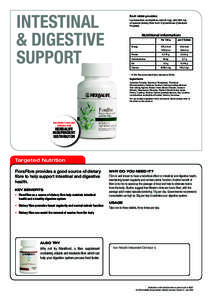 INTESTINAL & DIGESTIVE SUPPORT Each tablet provides:		 Lactobacillus acidophilus cells (6 mg), with 845 mg