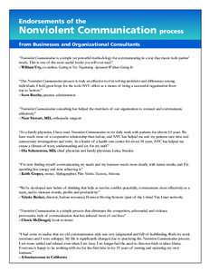 Endorsements of the  Nonviolent Communication process