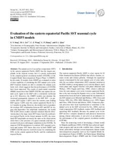 Ocean Sci., 10, 837–843, 2014 www.ocean-sci.net[removed]doi:[removed]os[removed] © Author(s[removed]CC Attribution 3.0 License.  Evaluation of the eastern equatorial Pacific SST seasonal cycle
