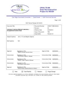 ORAU TEAM Dose Reconstruction Project for NIOSH Oak Ridge Associated Universities I Dade Moeller I MJW Technical Services Page 1 of 81