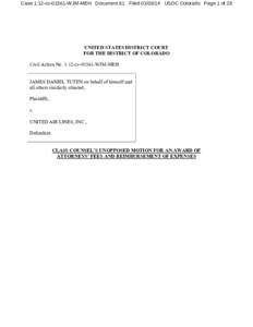 Case 1:12-cv[removed]WJM-MEH Document 61 Filed[removed]USDC Colorado Page 1 of 28  UNITED STATES DISTRICT COURT FOR THE DISTRICT OF COLORADO Civil Action No. 1:12-cv[removed]WJM-MEH JAMES DANIEL TUTEN on behalf of himself a