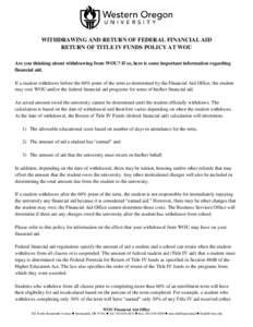 Federal assistance in the United States / 89th United States Congress / Education policy / Student financial aid in the United States / Pell Grant / FAFSA / Office of Federal Student Aid / Higher Education Act / Western Oregon University / Education / Student financial aid / United States Department of Education