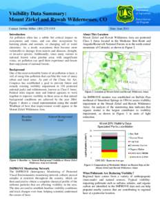 United States Department of Agriculture Visibility Data Summary: Mount Zirkel and Rawah Wildernesses, CO