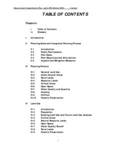 Mason County Comprehensive Plan - April, 1996 (Revised[removed]Contents TABLE OF CONTENTS Chapters