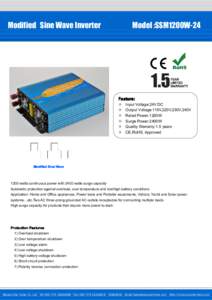 Modified Sine Wave Inverter  Model :SSM1200W-24 - -- -- - -- -- -- - -- -- - -- -- - -- -- - -- -- -- - -- -- - -- -- - -- -- - -- -- -- - -- -- - -- -- - -- -- - -- -- -- - -- -- - -- -- - -- -- - -- -- -- - -- -- - -- 