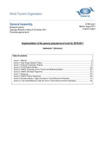 World Tourism Organization General Assembly Nineteenth session Gyeongju, Republic of Korea, 8-14 October 2011 Provisional agenda item 9