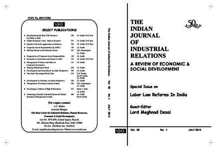 Economics / Labour law / Employment compensation / Socialism / Industrial relations / Labor relations / Economic liberalisation in India / Minimum wage / Informal sector / Human resource management / Labor economics / Labour relations