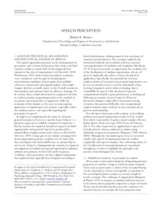Technical Report Speech Perception Laboratory Barnard College, Columbia University  October, 2013