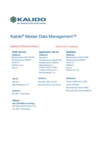 Kalido® Master Data Management™ Kalido 9.0 Service Packbit OS or Database  Web Server