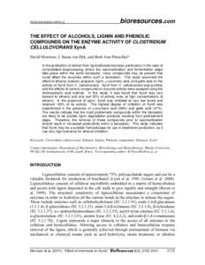 PEER-REVIEWED ARTICLE  bioresources.com THE EFFECT OF ALCOHOLS, LIGNIN AND PHENOLIC COMPOUNDS ON THE ENZYME ACTIVITY OF CLOSTRIDIUM
