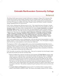 Colorado Northwestern Community College / Federal Law Enforcement Training Center / National Park Service Ranger / Colorado counties / Colorado / North Central Association of Colleges and Schools