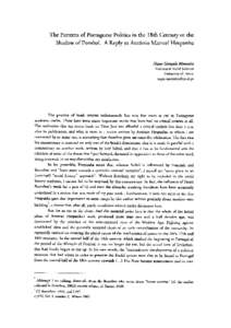 The Patterns of Portuguese Politics in the 18th Century or the Shadow of Pombal . A Reply to António Manuel Hespanha Nuno Gonçalo Monteiro Institute of Social Sciences University of Lisbon