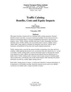 Victoria Transport Policy Institute Website: www.vtpi.org Email: [removed[removed]Rudlin Street, Victoria, BC, V8V 3R7, CANADA