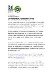 Press Release Monday, 9 January 2012