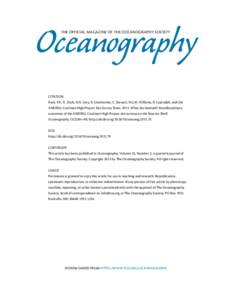 Oceanography The Official Magazine of the Oceanography Society CITATION Rack, F.R., R. Zook, R.H. Levy, R. Limeburner, C. Stewart, M.J.M. Williams, B. Luyendyk, and the ANDRILL Coulman High Project Site Survey Team. 2012