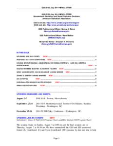 GSS/SSS July 2014 NEWSLETTER  GSS/SSS July 2014 NEWSLETTER Government Statistics and Social Statistics Sections American Statistical Association GSS web site: http://www.amstat.org/sections/sgovt/