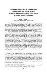 Corporate Responses to the Emergent Recognition of a Health Hazard in the UK Asbestos Industry: The Case of