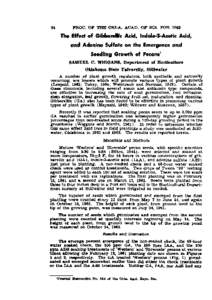 The Effect of Giberellic Acid, Indole-3-Acetic Acid, and Adenine Sulfate on the Emergence and Seedling Growth of Pecans