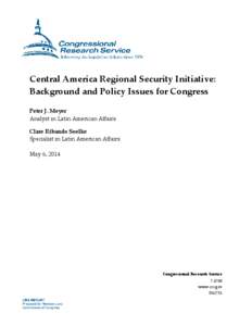 Central America Regional Security Initiative: Background and Policy Issues for Congress