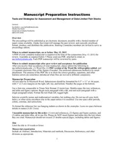 Manuscript Preparation Instructions Tools and Strategies for Assessment and Management of Data-Limited Fish Stocks Contact:	
  	
   Sue	
  Keller—[removed]	
   Alaska	
  Sea	
  Grant	
   University	
