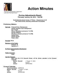 Action Minutes Planning & Development Department Land Use Planning Division Zoning Adjustments Board Thursday, January 28, :08 PM