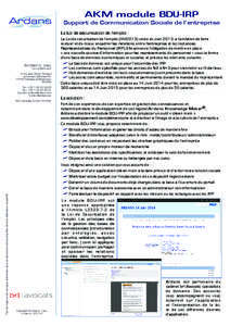 AKM module BDU-IRP Support de Communication Sociale de l’entreprise La Loi de sécurisation de l’emploi :