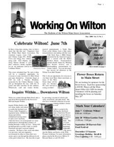 Page 1  The Bulletin of the Wilton Main Street Association May 2008 Vol. 11 No. 1  Celebrate Wilton! June 7th