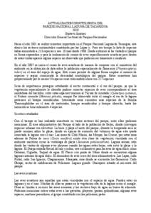ACTUALIZACION ORNITOLOGICA DEL PARQUE NACIONAL LAGUNA DE TACARIGUA 2010