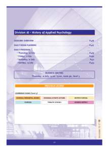 Div 18_Mise en page[removed]:31 Page425  Division 18 - History of Applied Psychology SESSIONS OVERVIEW ................................................................................................................