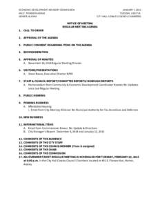 ECONOMIC DEVELOPMENT ADVISORY COMMISSION 491 E. PIONEER AVENUE HOMER, ALASKA JANUARY 7, 2015 TUESDAY, 6:00 P.M.