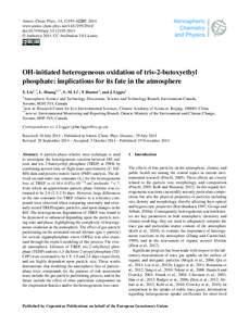 Atmos. Chem. Phys., 14, 12195–12207, 2014 www.atmos-chem-phys.netdoi:acp © Author(sCC Attribution 3.0 License.  OH-initiated heterogeneous oxidation of tris-2-butoxyethyl